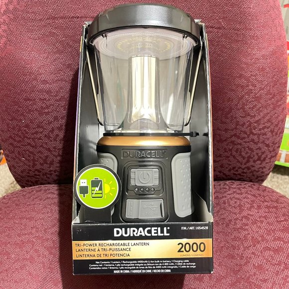 Duracell 2000 Lumen LED TRI-Power Solar Rechargable Lantern Lighting - Picture 7 of 12